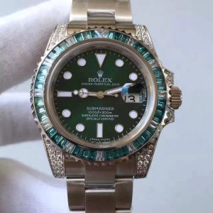Replica Rolex Submariner Date 116610LV V7 Stainless Steel & Diamonds Green Dial Luxury 2836-2