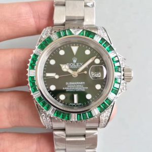 Replica Rolex Submariner Date 116610LV BP Stainless Steel & Diamonds Green Dial Luxury 2836-2