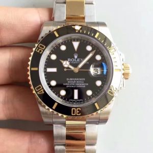 Replica Rolex Submariner Date 116613LN 2018 N V7S 24K Yellow Gold Wrapped & Stainless Steel Black Dial Luxury 3135