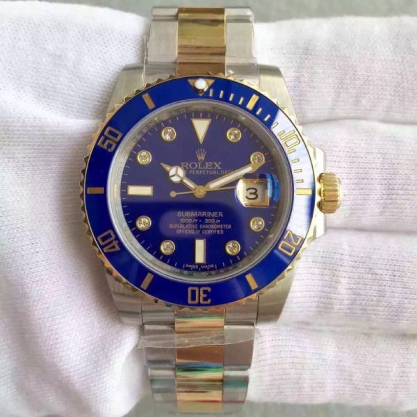 Replica Rolex Submariner Date 116613LB 2018 N V7S 24K Yellow Gold Wrapped & Stainless Steel Blue Dial Luxury 3135