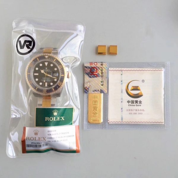 Replica Rolex Submariner Date 116613LN VR 18K Yellow Gold Wrapped & Stainless Steel Black Dial Luxury 2836-2