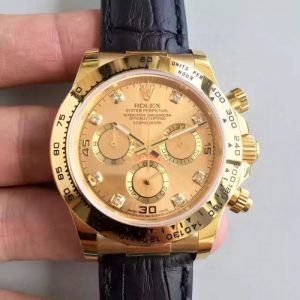 Replica Rolex Daytona Cosmograph 116518 JH Yellow Gold Champagne Dial Luxury 4130 Run 6@SEC