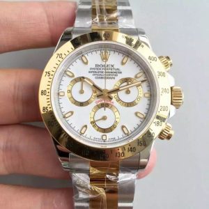 Replica Rolex Daytona Cosmograph 116503 JF Stainless Steel & Yellow Gold White Dial Luxury 7750 Run 6@SEC