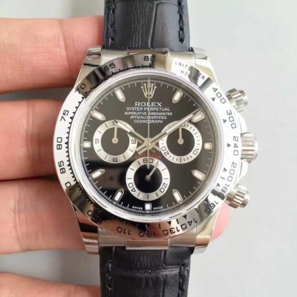 Replica Rolex Daytona Cosmograph 116520 JH Stainless Steel Black Dial Luxury 4130 Run 6@SEC