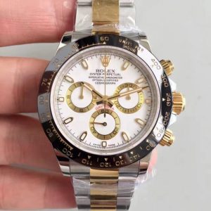 Replica Rolex Daytona Cosmograph 116519LN JH Yellow Gold & Stainless Steel White Dial Luxury 4130 Run 6@SEC