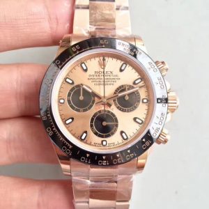 Replica Rolex Daytona Cosmograph 116515LN JH Rose Gold Champagne Dial Luxury 4130 Run 6@SEC
