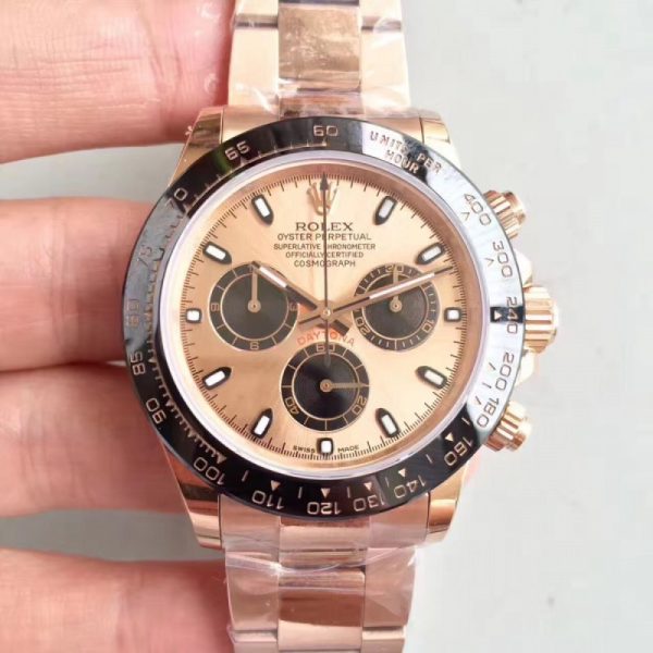 Replica Rolex Daytona Cosmograph 116515LN JH Rose Gold Champagne Dial Luxury 4130 Run 6@SEC
