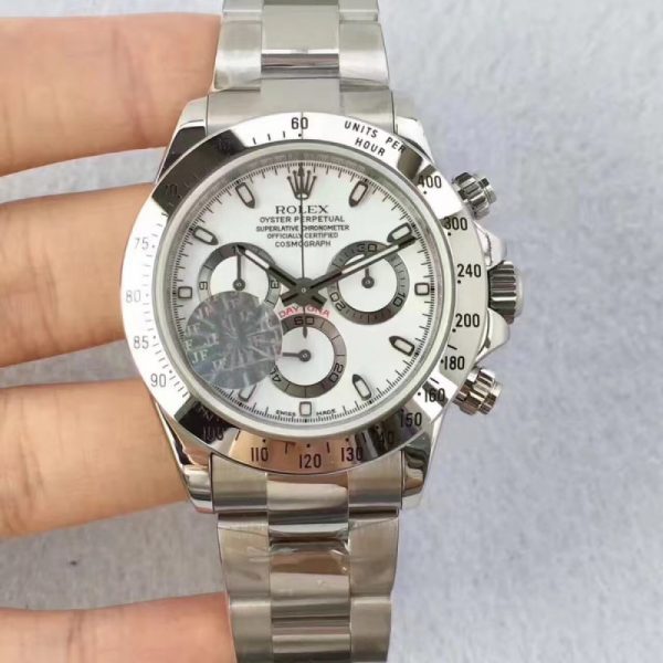 Replica Rolex Daytona Cosmograph 116520 JF Stainless Steel White Dial Luxury 7750 Run 6@SEC