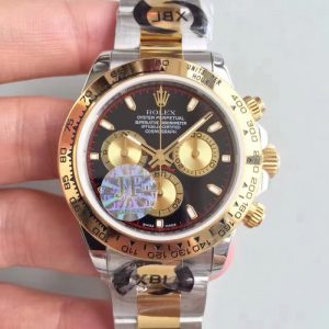 Replica Rolex Daytona Cosmograph 116503 JF Stainless Steel & Yellow Gold Black & Champagne Dial Luxury 7750 Run 6@SEC