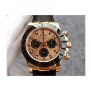 Replica Rolex Daytona Cosmograph 116515 JH Rose Gold Gold & Black Dial Luxury 4130 Run 6@SEC