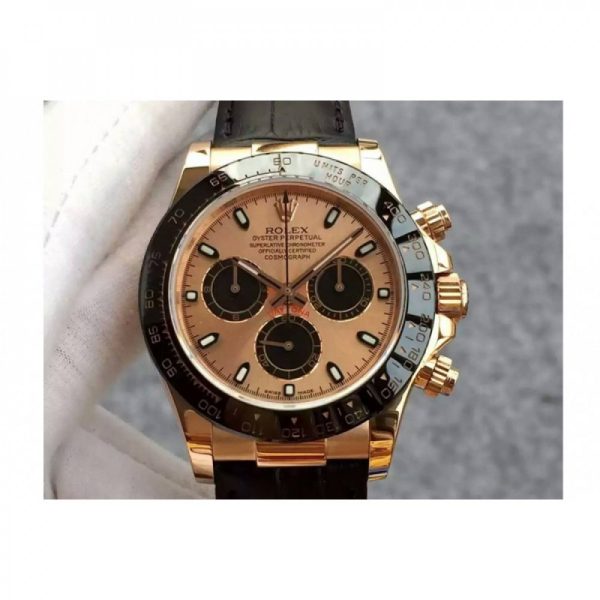 Replica Rolex Daytona Cosmograph 116515 JH Rose Gold Gold & Black Dial Luxury 4130 Run 6@SEC