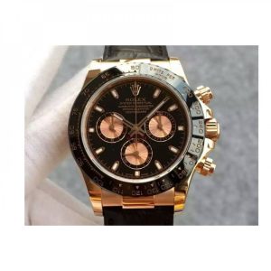 Replica Rolex Daytona Cosmograph 116515 JH Rose Gold Black & Gold Dial Luxury 4130 Run 6@SEC