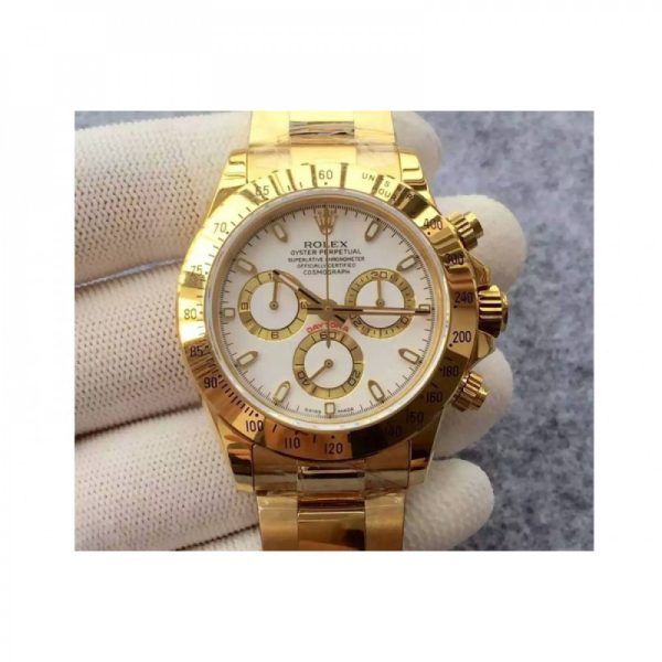 Replica Rolex Daytona Cosmograph 116508 JH Yellow Gold White Dial Luxury 4130 Run 6@SEC