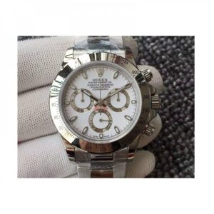 Replica Rolex Daytona Cosmograph 116520 JH Stainless Steel White Dial Luxury 4130 Run 6@SEC