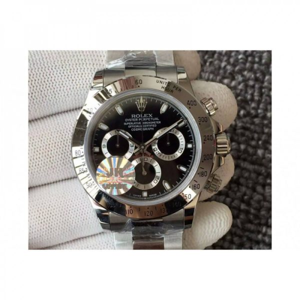 Replica Rolex Daytona Cosmograph 116520 JH Stainless Steel Black Dial Luxury 4130 Run 6@SEC