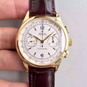 Replica Rolex Chronographe 66658 BP Yellow Gold White Dial Luxury Lemania Run 9@SEC