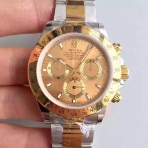 Replica Rolex Daytona Cosmograph 116503 JH Yellow Gold & Stainless Steel Gold Dial Luxury 4130 Run 6@SEC