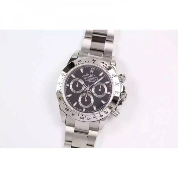 Replica Rolex Daytona Cosmograph 116520 JF Stainless Steel Black Dial Luxury 7750 Run 6@SEC