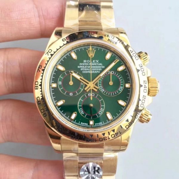 Replica Rolex Daytona Cosmograph 116508 AR Stainless Steel 904L With 18K Yellow Gold Wrapped Green Dial Luxury 4130 Run 6@SEC