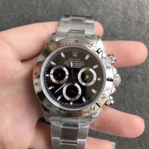 Replica Rolex Daytona Cosmograph 116520 N Stainless Steel Black Dial Luxury 7750 Run 6@SEC