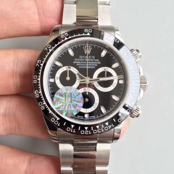Replica Rolex Daytona Cosmograph 116500LN JF Stainless Steel Black Dial Luxury 7750 Run 6@SEC