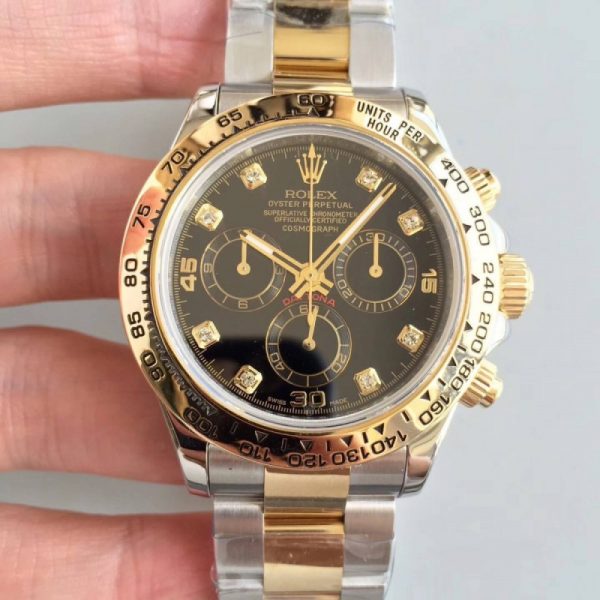 Replica Rolex Daytona Cosmograph 116503 3A 18K Yellow Gold & Stainless Steel 904L Black Dial Luxury 7750 Run 6@SEC