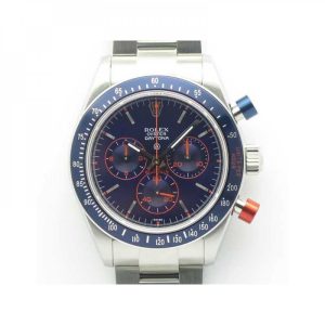 Replica Rolex Daytona Cosmograph Blue/Red Pushers BP Stainless Steel Blue Dial Luxury 4130 Run 6@SEC