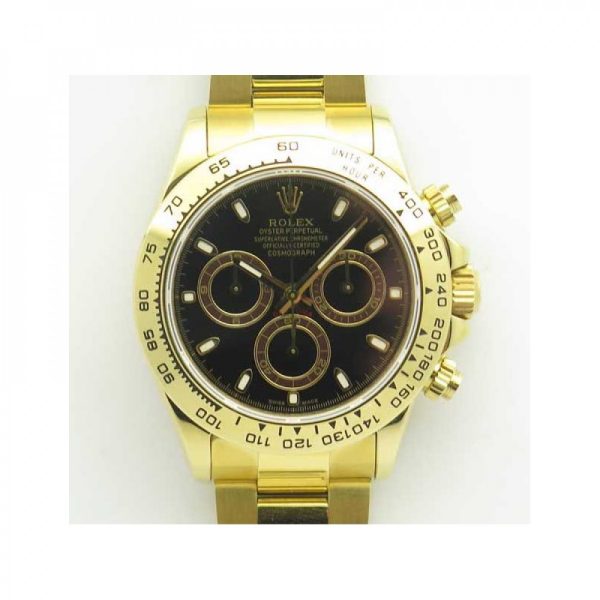 Replica Rolex Daytona Cosmograph 116508 BP Yellow Gold Black Dial Dial Luxury 4130 Run 6@SEC