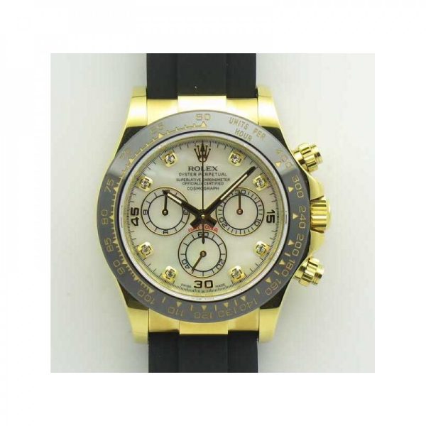 Replica Rolex Daytona Cosmograph 116518LN JH Yellow Gold Mother Of Pearl Dial Luxury 4130 Run 6@SEC