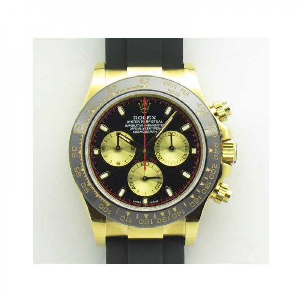 Replica Rolex Daytona Cosmograph 116518LN JH Yellow Gold Black Dial Luxury 4130 Run 6@SEC