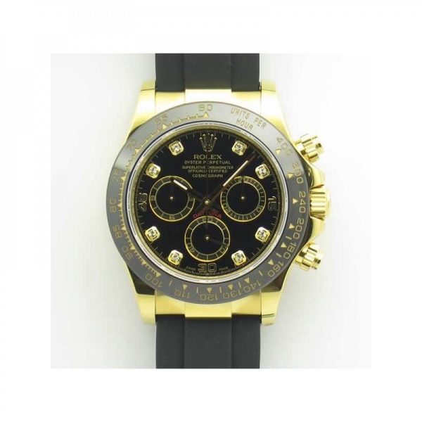 Replica Rolex Daytona Cosmograph 116518LN JH Yellow Gold Black Dial Luxury 4130 Run 6@SEC