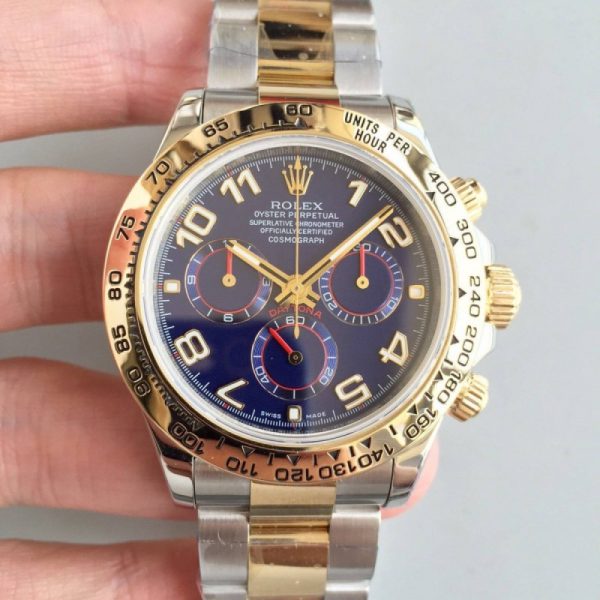 Replica Rolex Daytona Cosmograph 116503 3A 18K Yellow Gold Wrapped & Stainless Steel 904L Blue Dial Luxury 7750 Run 6@SEC