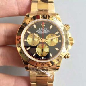 Replica Rolex Daytona Cosmograph 116508 JH Yellow Gold Black Dial Dial Luxury 4130 Run 6@SEC