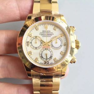 Replica Rolex Daytona Cosmograph 116508 JH Yellow Gold White Dial Dial Luxury 4130 Run 6@SEC