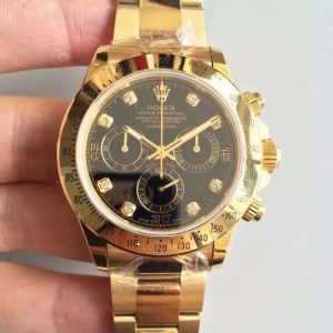 Replica Rolex Daytona Cosmograph 116508 JH Yellow Gold Black Dial Dial Luxury 4130 Run 6@SEC