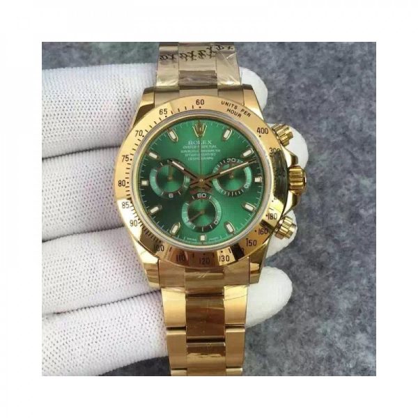 Replica Rolex Daytona Cosmograph 116508 JH Yellow Gold Green Dial Dial Luxury 4130 Run 6@SEC