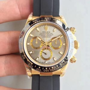 Replica Rolex Daytona Cosmograph 116518LN JH Yellow Gold Silver Dial Luxury 4130 Run 6@SEC
