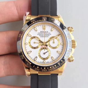 Replica Rolex Daytona Cosmograph 116518LN JH Yellow Gold White Dial Luxury 4130 Run 6@SEC