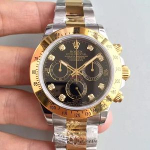 Replica Rolex Daytona Cosmograph 116503 JH Yellow Gold & Stainless Steel Black Dial Luxury 4130 Run 6@SEC