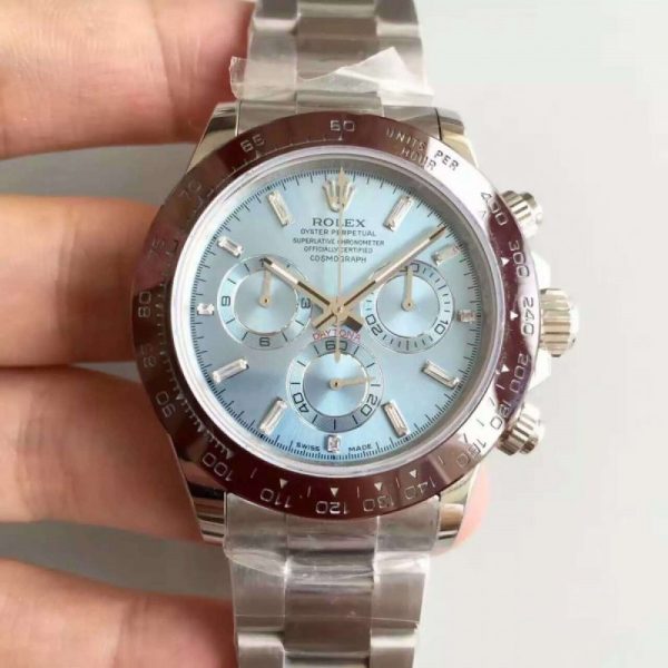Replica Rolex Daytona Cosmograph 116506 JH Stainless Steel Ice Blue Dial Luxury 4130 Run 6@SEC