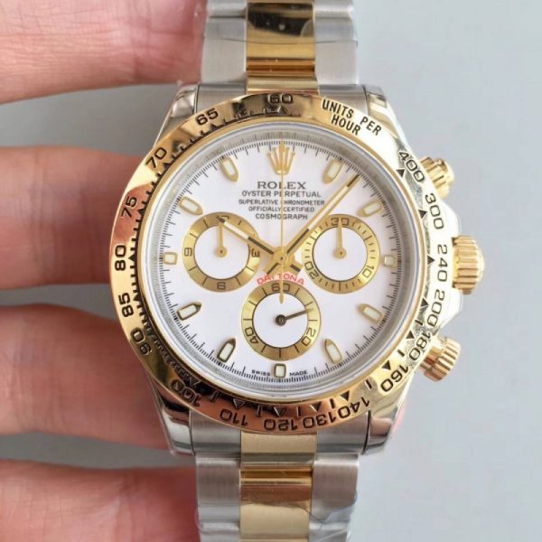 Replica Rolex Daytona Cosmograph 116503 3A 18K Yellow Gold Wrapped & Stainless Steel 904L White Dial Luxury 7750 Run 6@SEC
