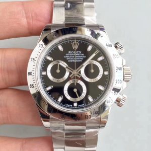 Replica Rolex Daytona Cosmograph 116520 AR Stainless Steel 904L Black Dial Luxury 4130 Run 6@SEC