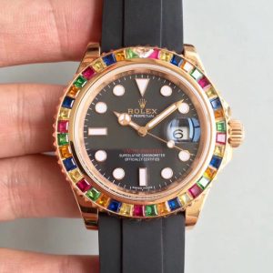 Replica Rolex Yacht-Master 40 116695 N Rose Gold & Diamonds Black Dial Luxury 2836-2