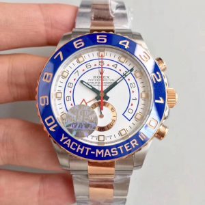 Replica Rolex Yacht-Master II 116681 JF Stainless Steel & Rose Gold White Dial Luxury 7750