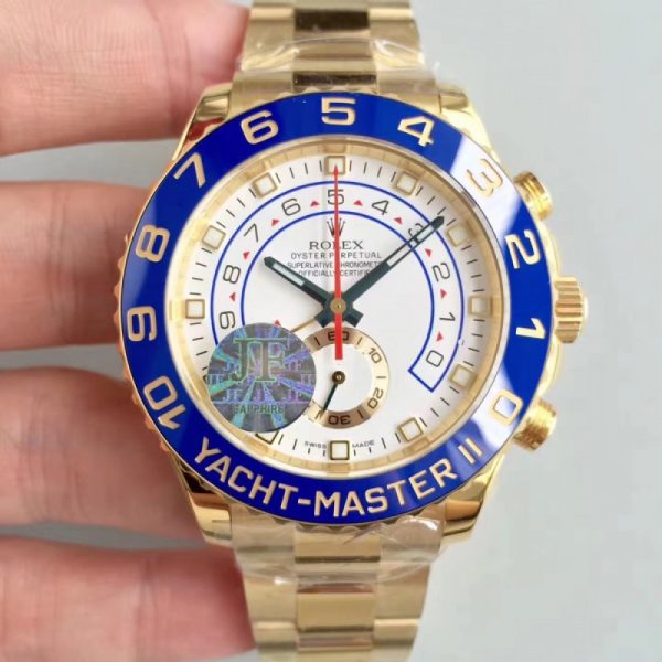Replica Rolex Yacht-Master II 116688 JF Yellow Gold White Dial Luxury 7750