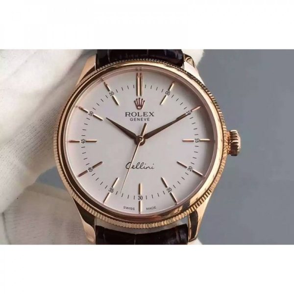 Replica Rolex Cellini Time 50505 Rose Gold White Dial Luxury 2824-2