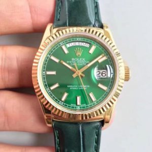 Replica Rolex Day-Date 118138 36MM V5 Yellow Gold Green Dial Luxury 2836-2