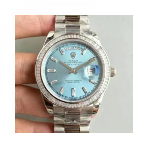 Replica Rolex Day-Date 40 228396TBR 40MM KW Stainless Steel & Diamonds Blue Dial Luxury 3255