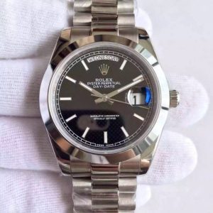Replica Rolex Day-Date 40 228206 40MM KW Stainless Steel Black Diagonal Dial Luxury 3255