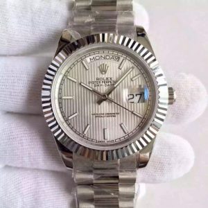 Replica Rolex Day-Date 40 228239 40MM KW Stainless Steel Silver Stripe Dial Luxury 3255